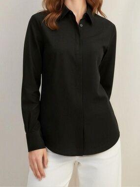 LILYSILK Classic Comfort Long Sleeve Silk Shirt, Black, XXL